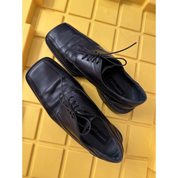 Kenneth Cole Men's Leather Dress Shoes Lace Up Square Toe Formal Wedding Prom 43 - Picture 1 of 8